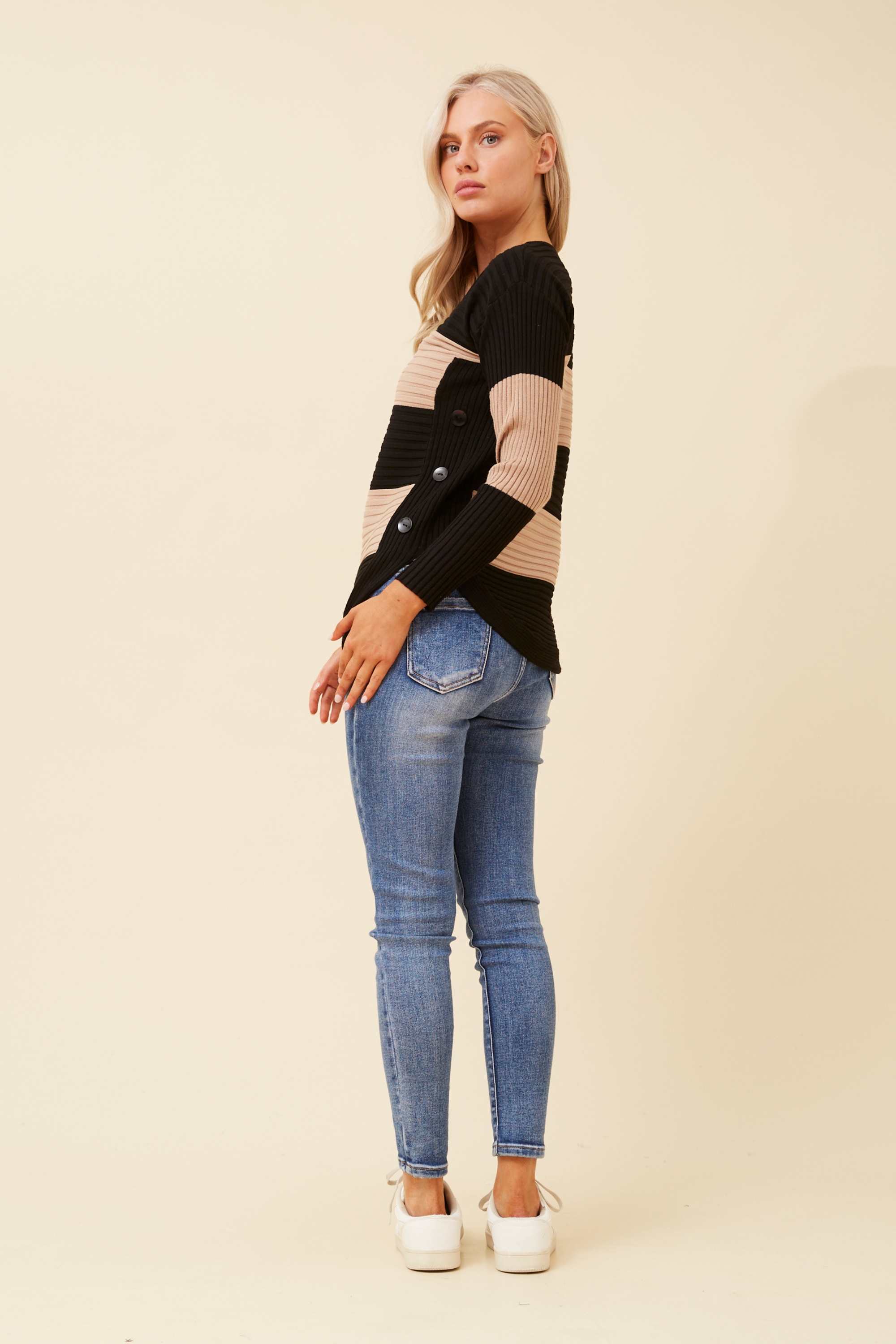 HOPE STRIPE PRINT KNIT PULLOVER