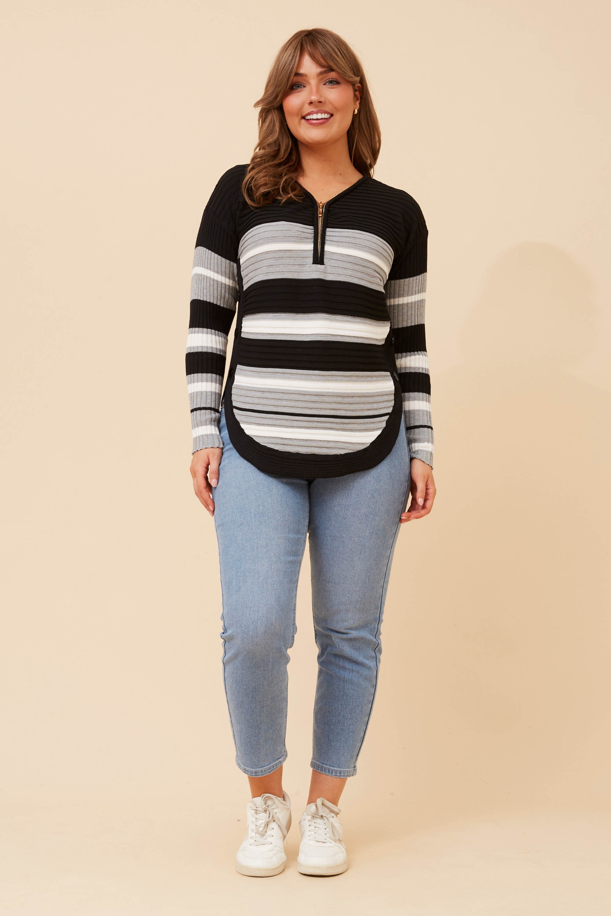HOPE STRIPE PRINT KNIT PULLOVER