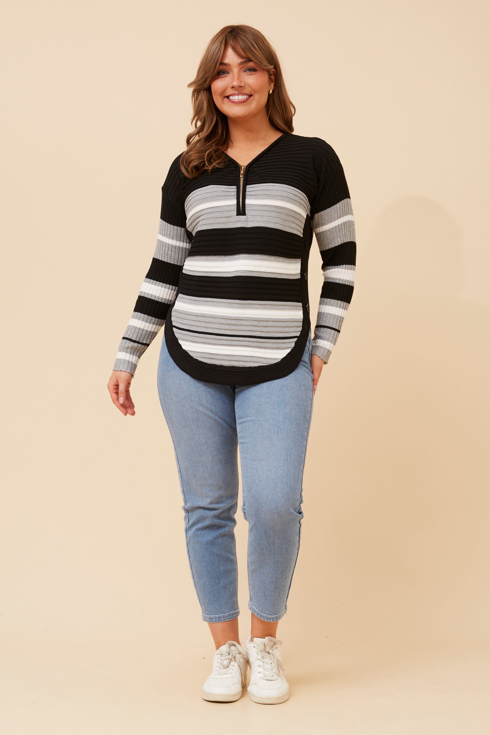 HOPE STRIPE PRINT KNIT PULLOVER