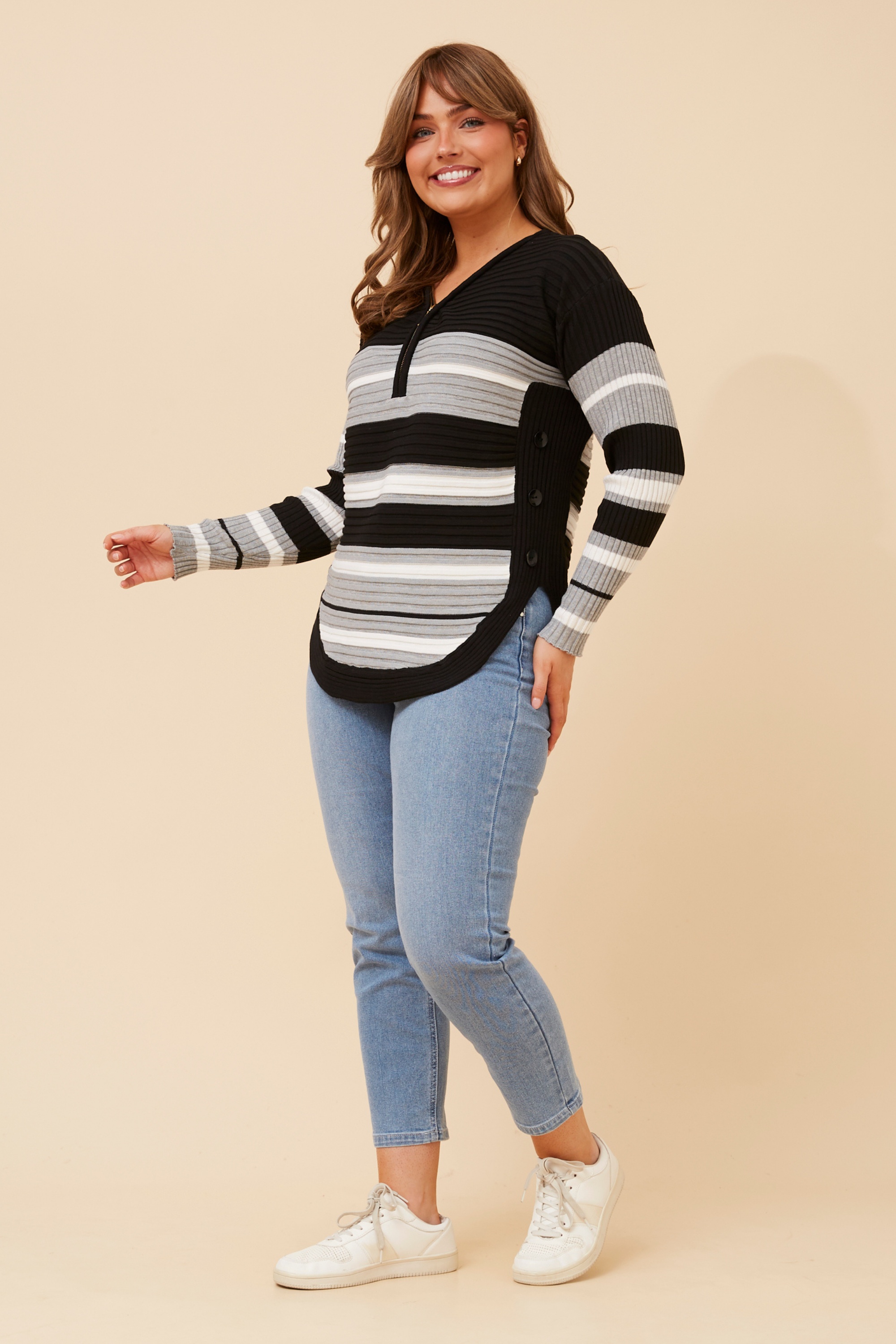 HOPE STRIPE PRINT KNIT PULLOVER