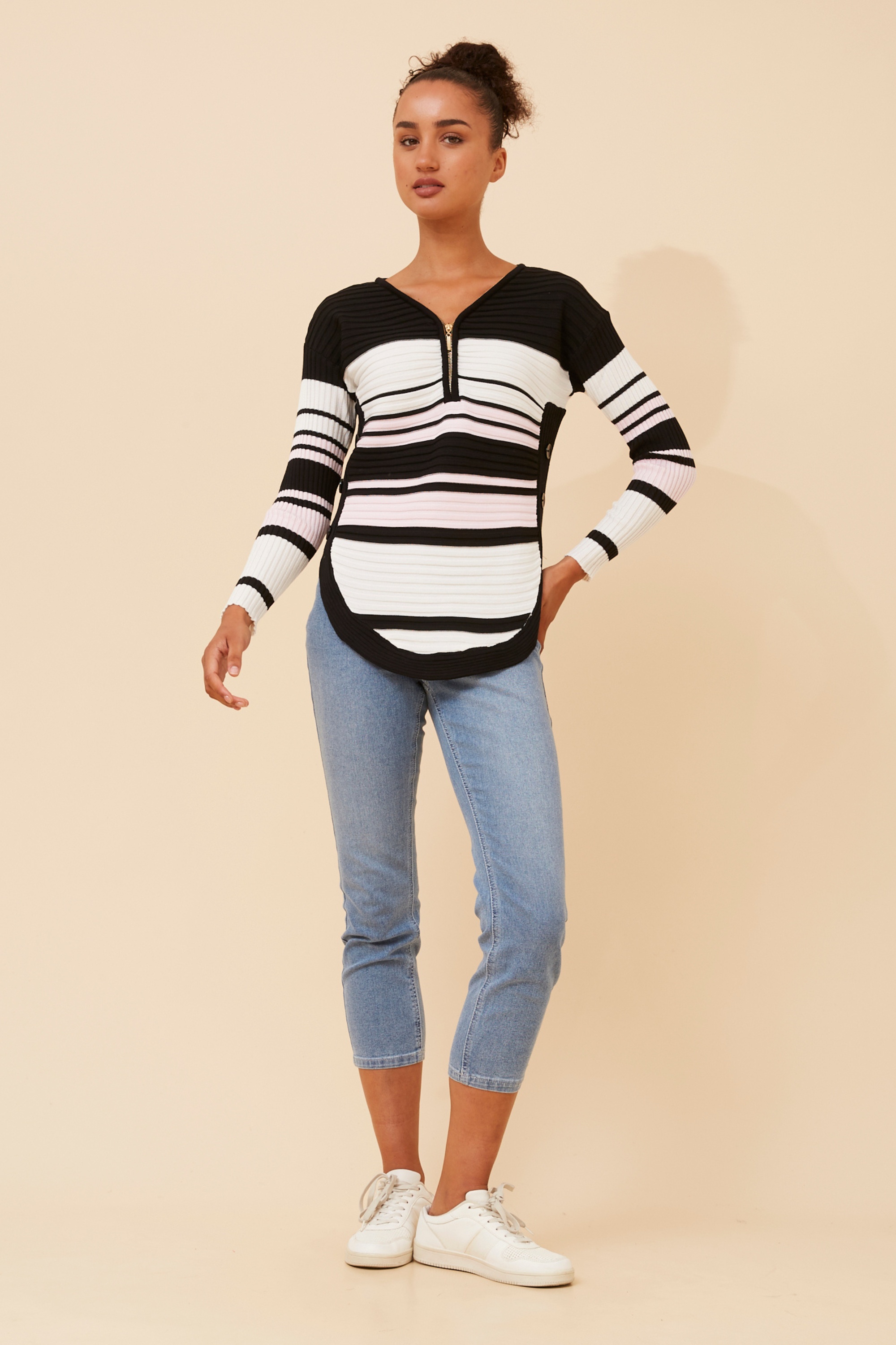 HOPE STRIPE PRINT KNIT PULLOVER