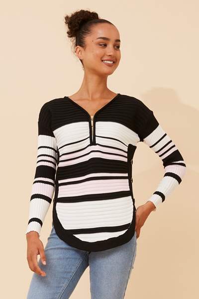 HOPE STRIPE PRINT KNIT PULLOVER