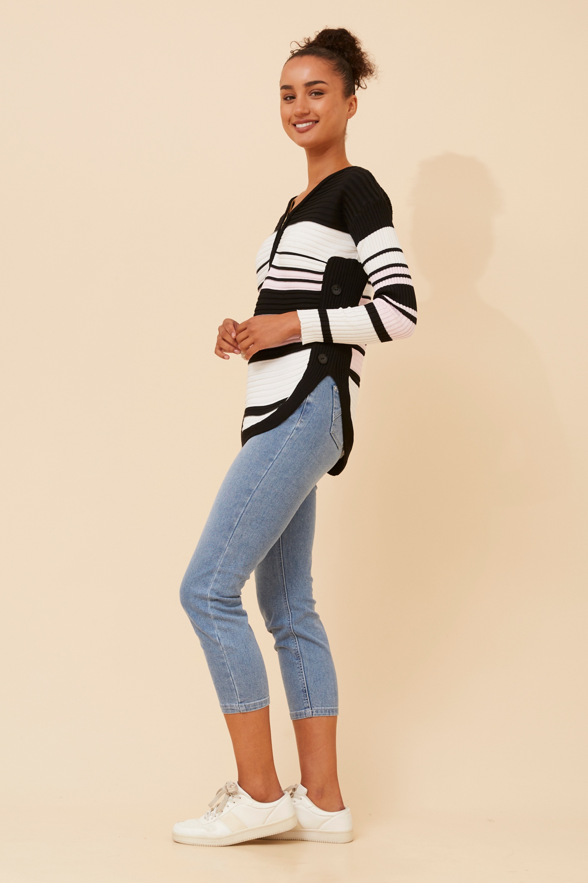 HOPE STRIPE PRINT KNIT PULLOVER