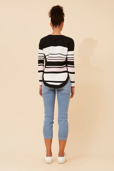 HOPE STRIPE PRINT KNIT PULLOVER