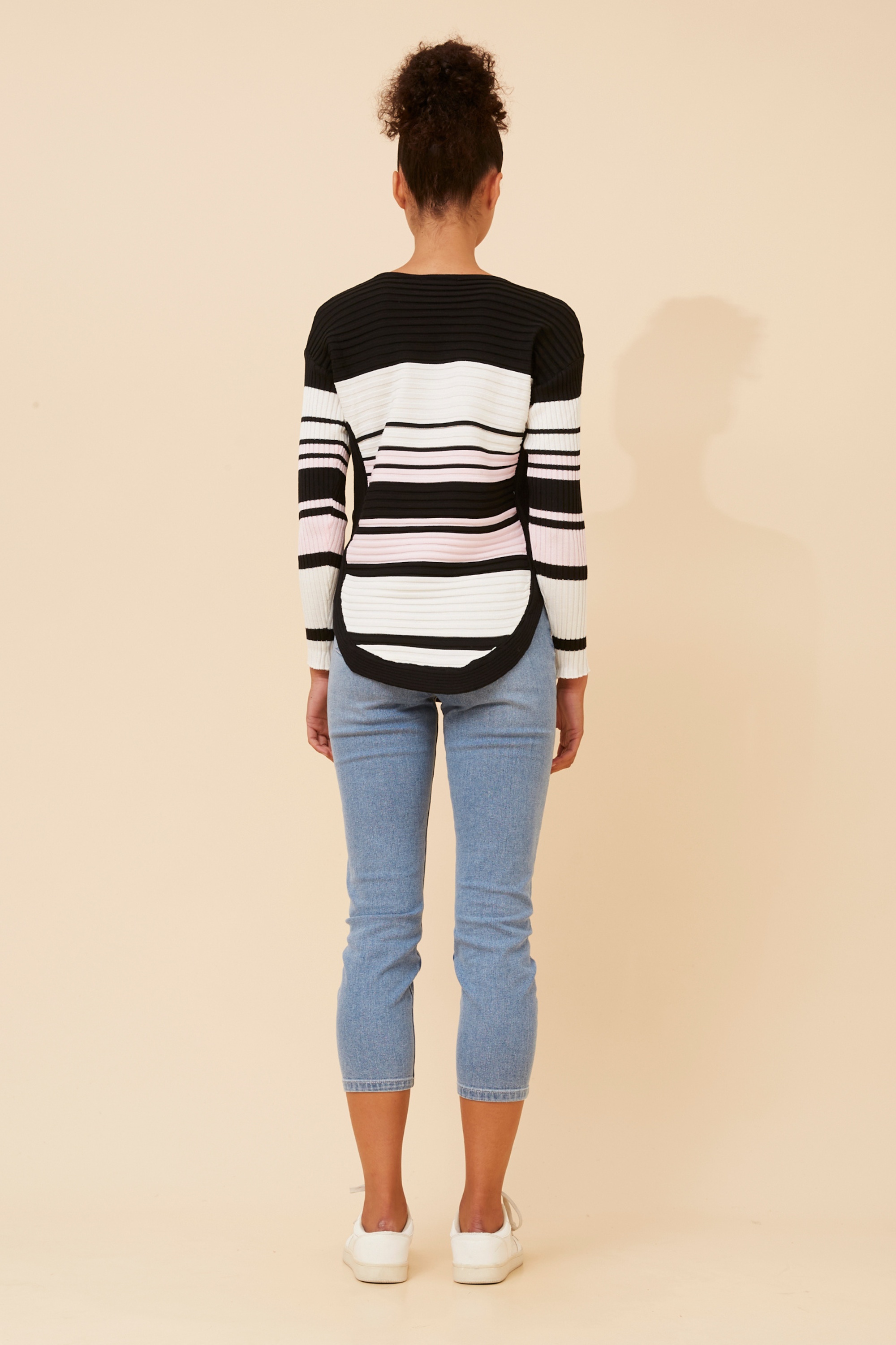 HOPE STRIPE PRINT KNIT PULLOVER