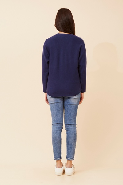 HOWARD SOLID EMBELLISHED KNIT PULLOVER