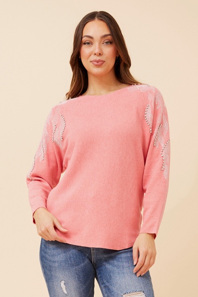 HOWARD SOLID EMBELLISHED KNIT PULLOVER