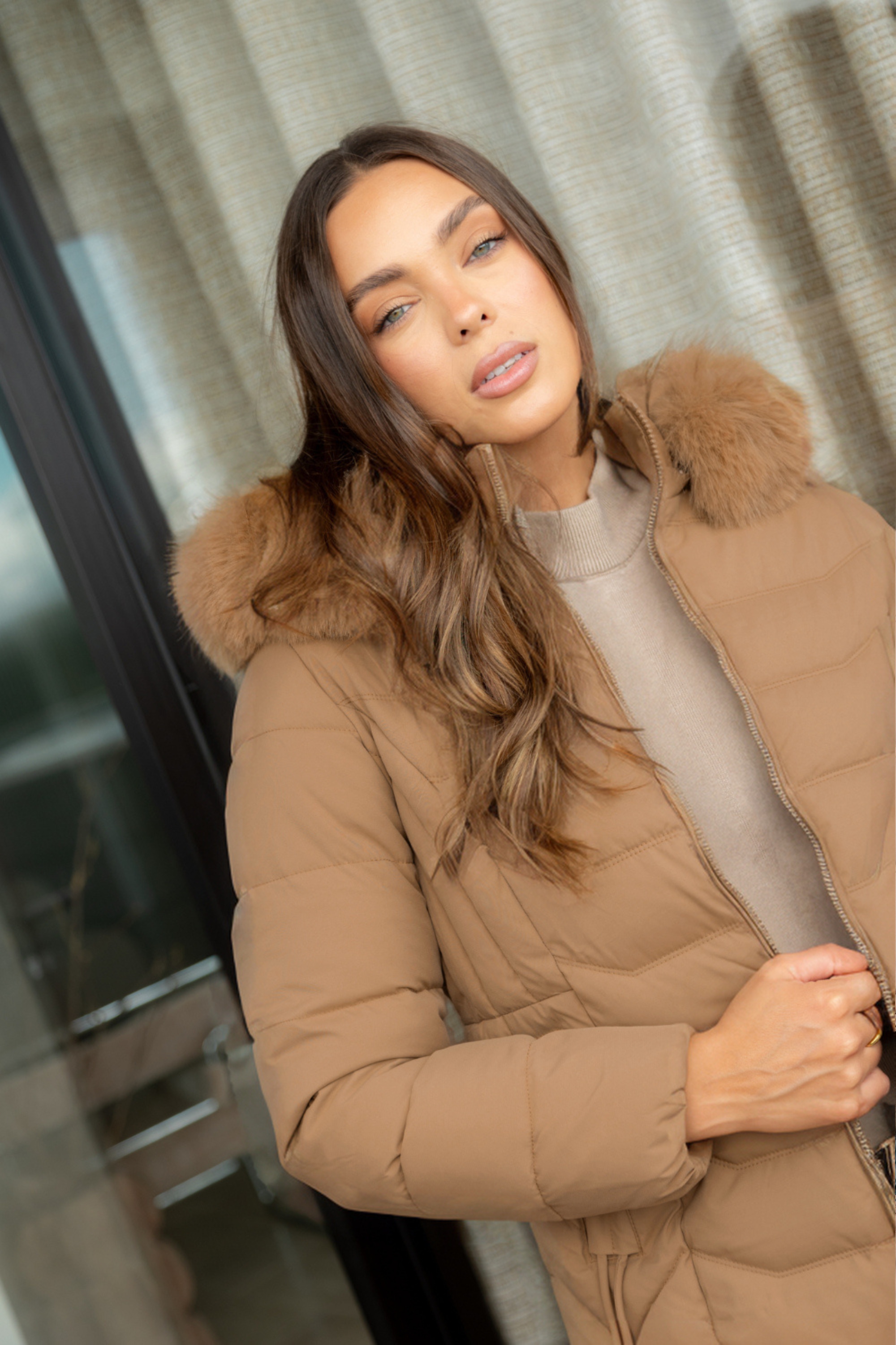 HUA FAUX FUR PUFFER JACKET
