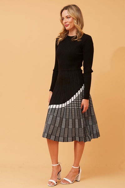 HURST PLEATED KNIT DRESS