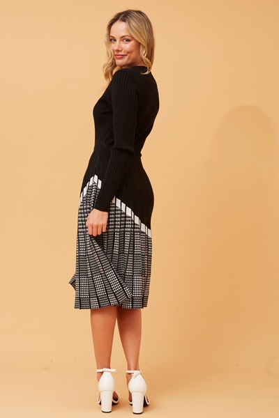 HURST PLEATED KNIT DRESS