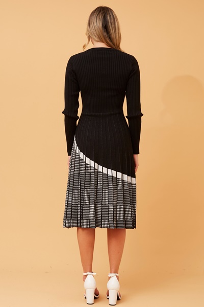 HURST PLEATED KNIT DRESS