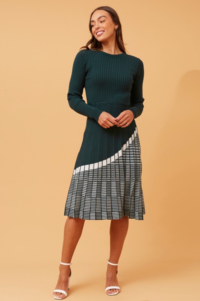 HURST PLEATED KNIT DRESS