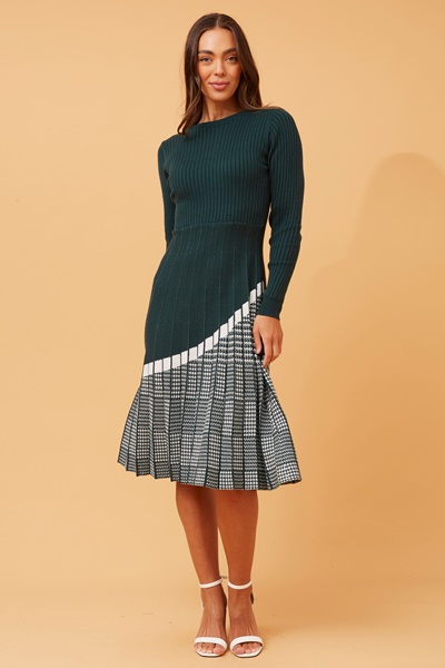 HURST PLEATED KNIT DRESS