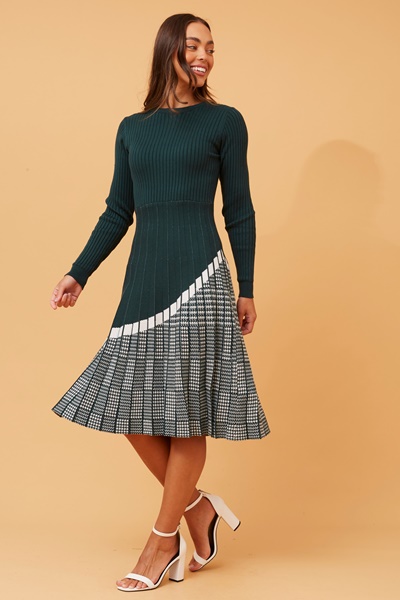 HURST PLEATED KNIT DRESS