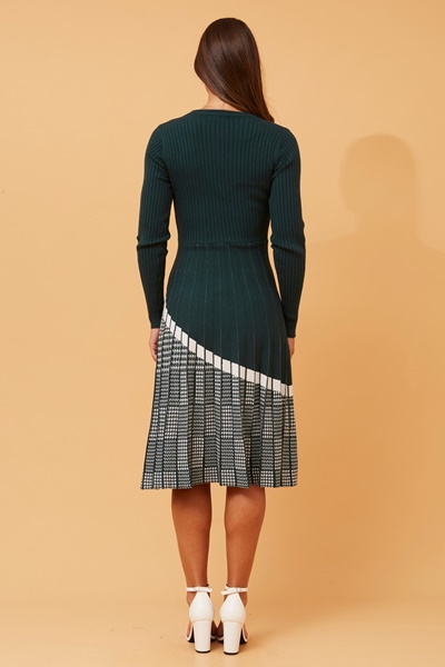 HURST PLEATED KNIT DRESS
