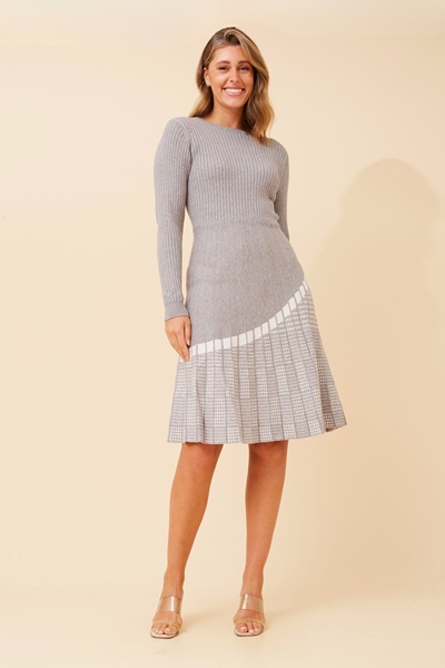 HURST PLEATED KNIT DRESS