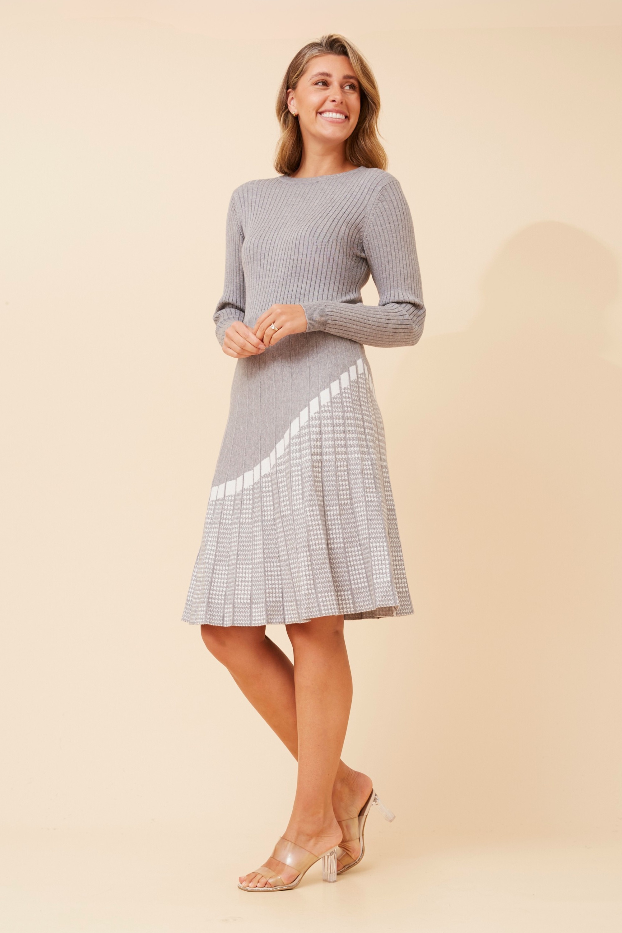 HURST PLEATED KNIT DRESS