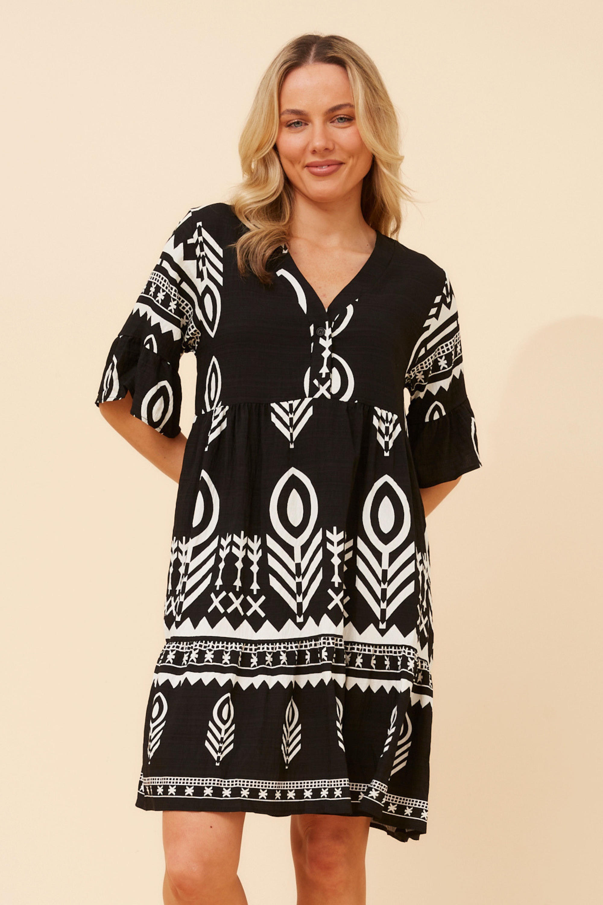 IDALIA ABSTRACT PRINT SHORT DRESS