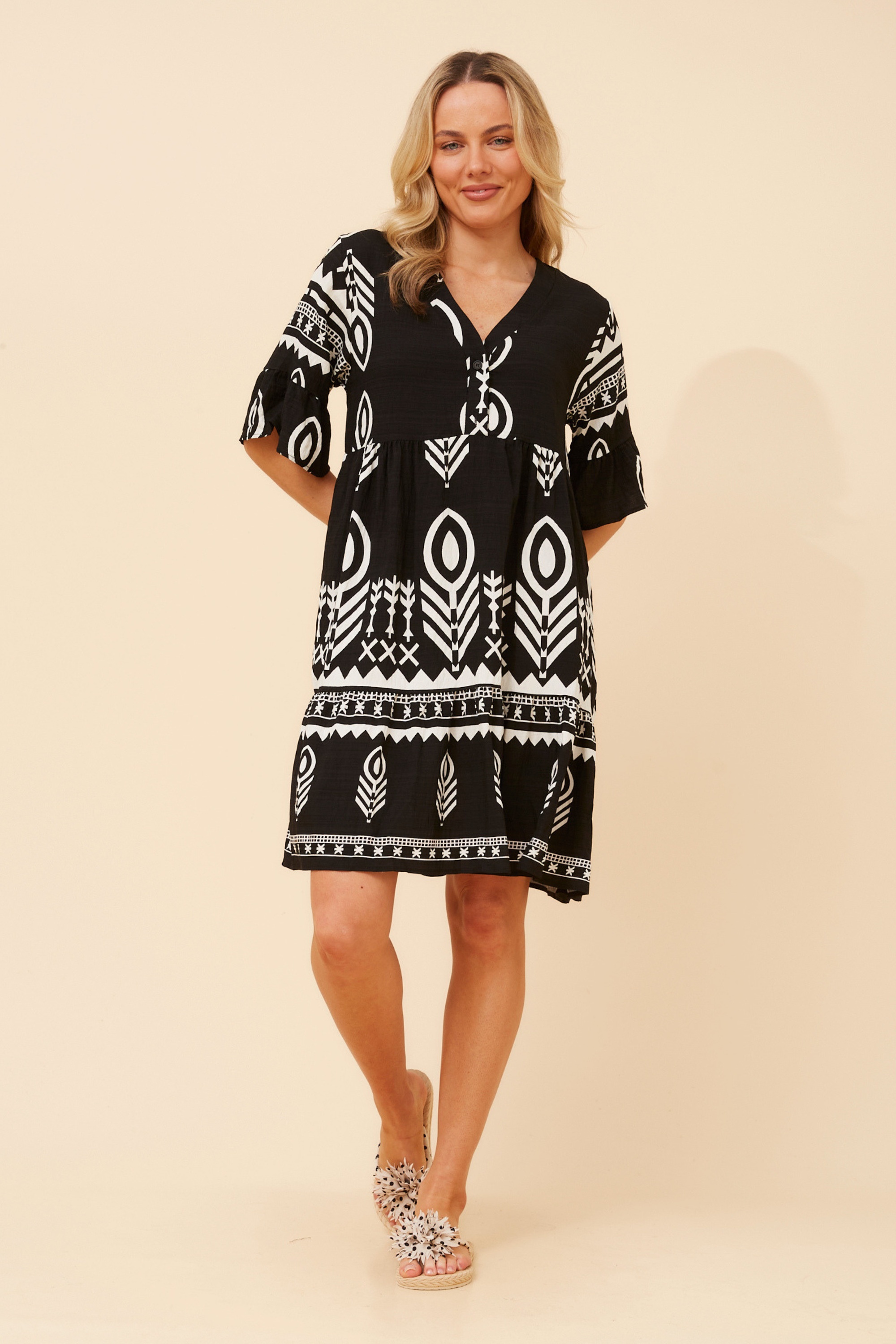 IDALIA ABSTRACT PRINT SHORT DRESS
