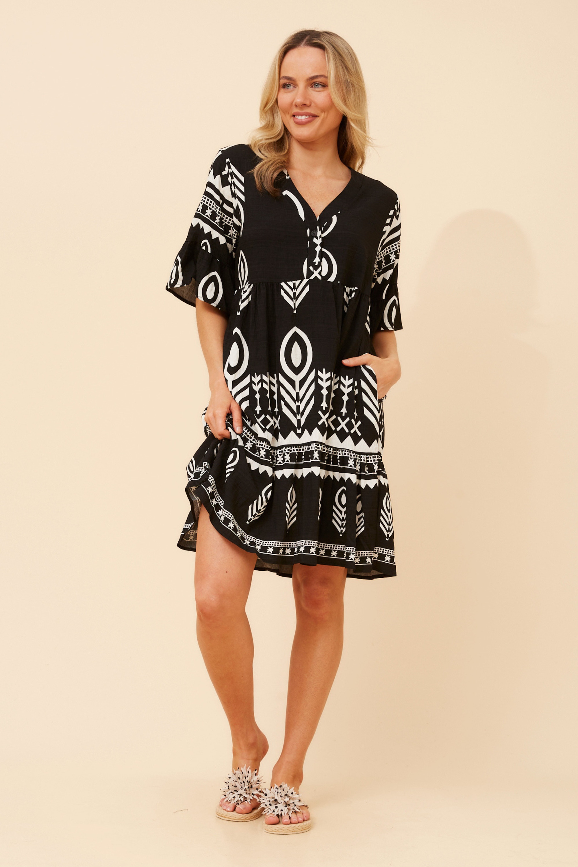 IDALIA ABSTRACT PRINT SHORT DRESS