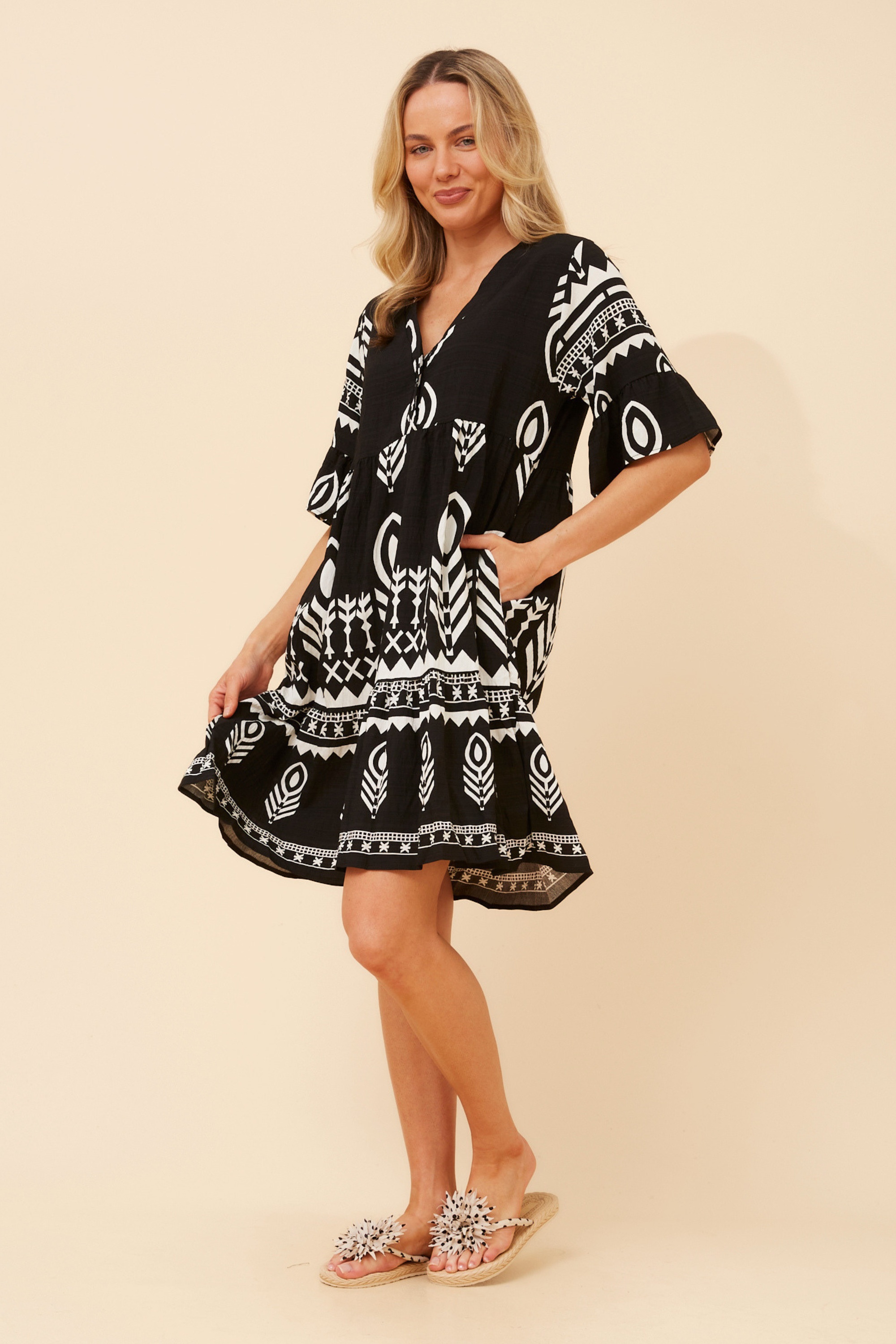 IDALIA ABSTRACT PRINT SHORT DRESS