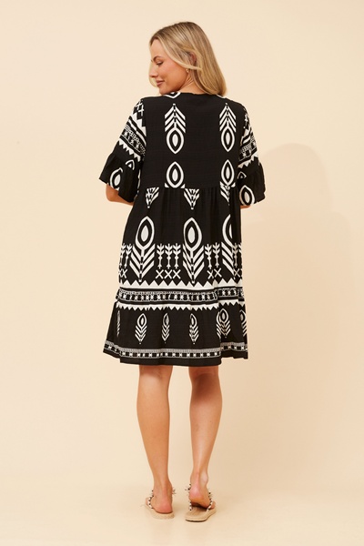 IDALIA ABSTRACT PRINT SHORT DRESS