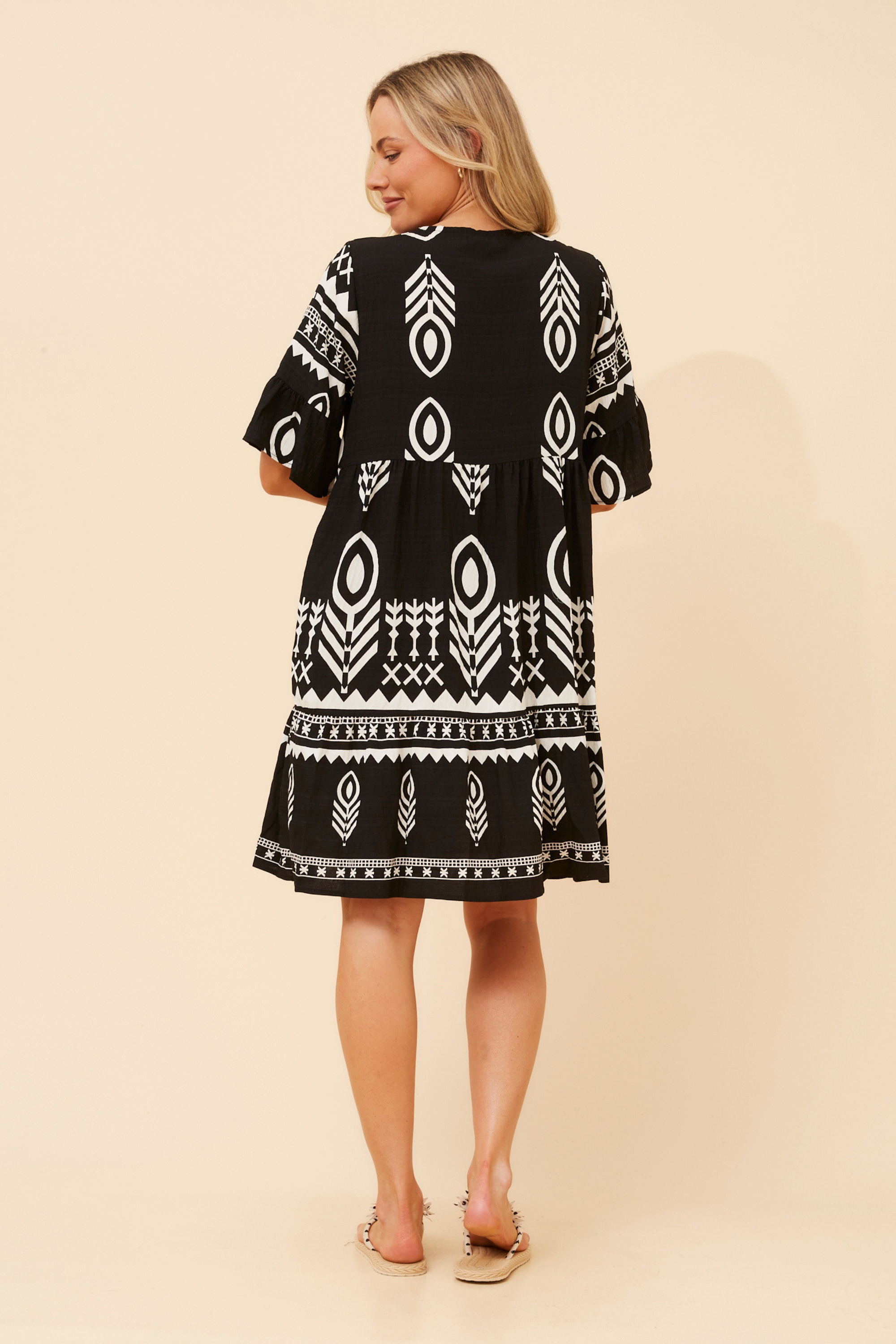IDALIA ABSTRACT PRINT SHORT DRESS