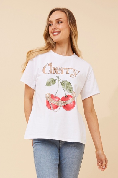 IMILIA CHERRY PRINT T-SHIRT