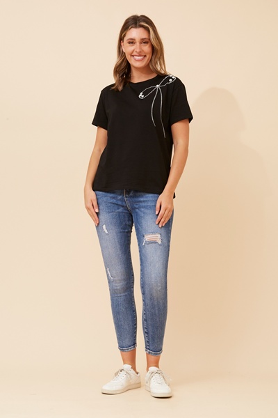 IMILIA DIAMANTE BOW T-SHRT