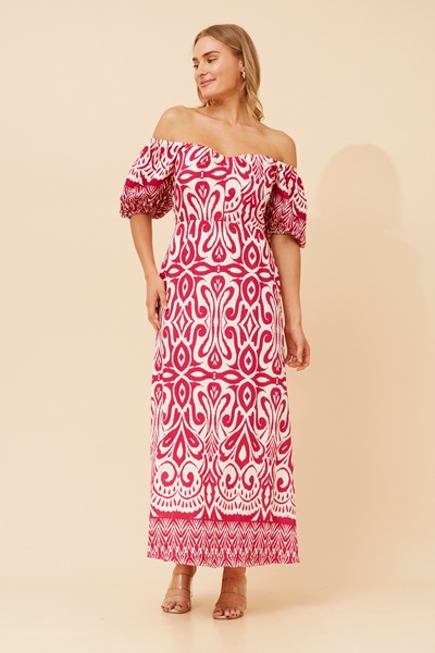 INAYA BORDER PRINT MAXI DRESS