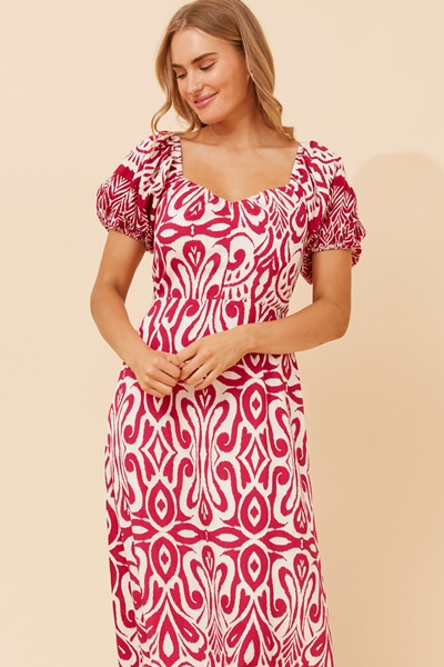 INAYA BORDER PRINT MAXI DRESS