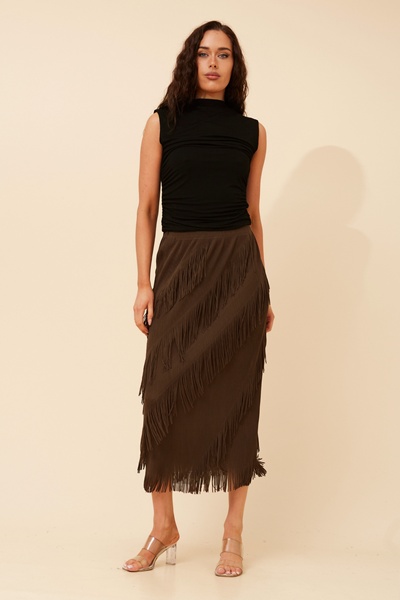 INDA FRINGE MIDI SKIRT