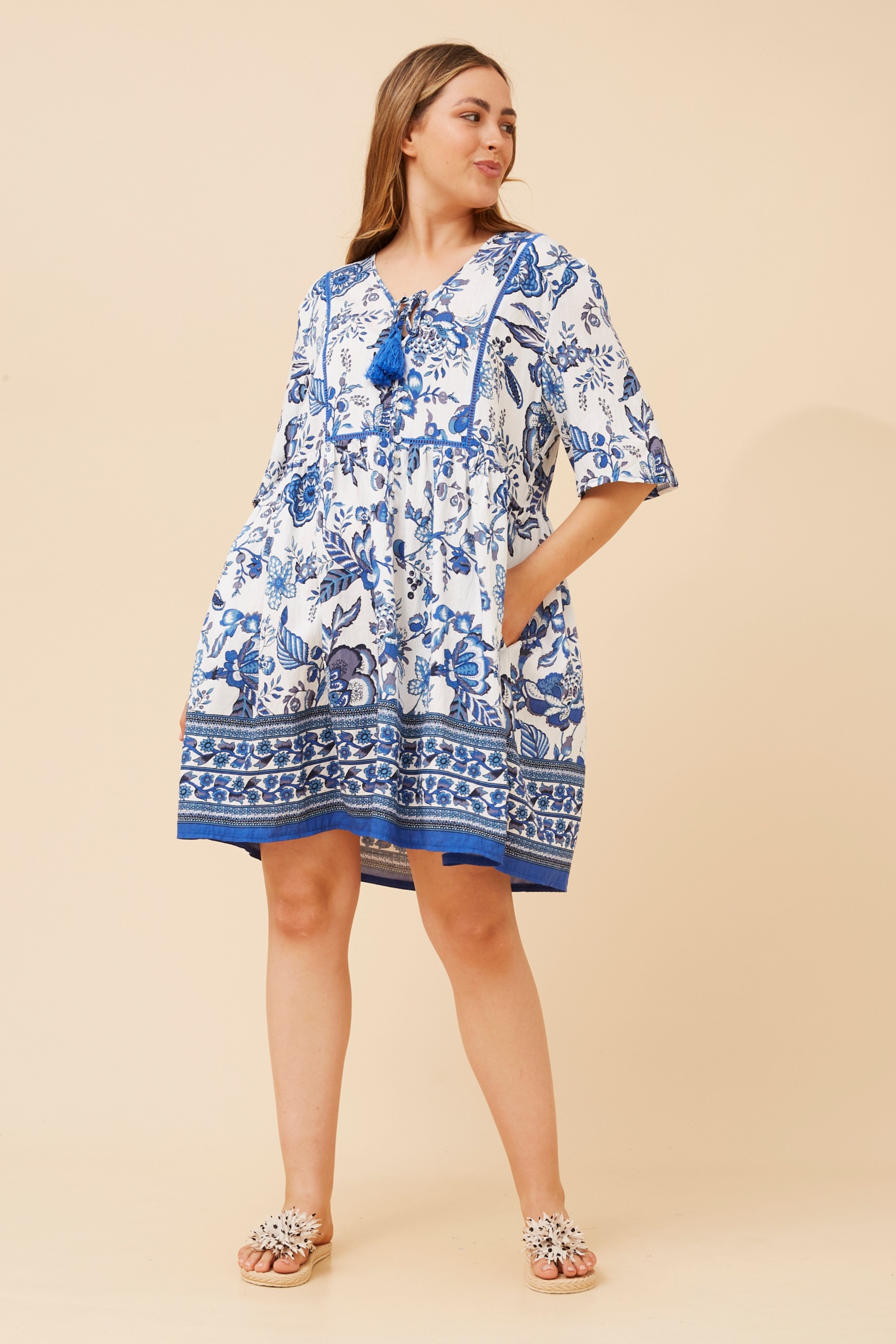 INDIANA BORDER PRINT FLORAL DRESS