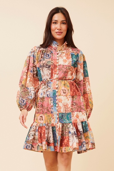 INESSA PATCHWORK PRINT DRESS