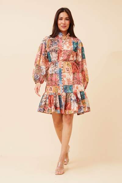 INESSA PATCHWORK PRINT DRESS