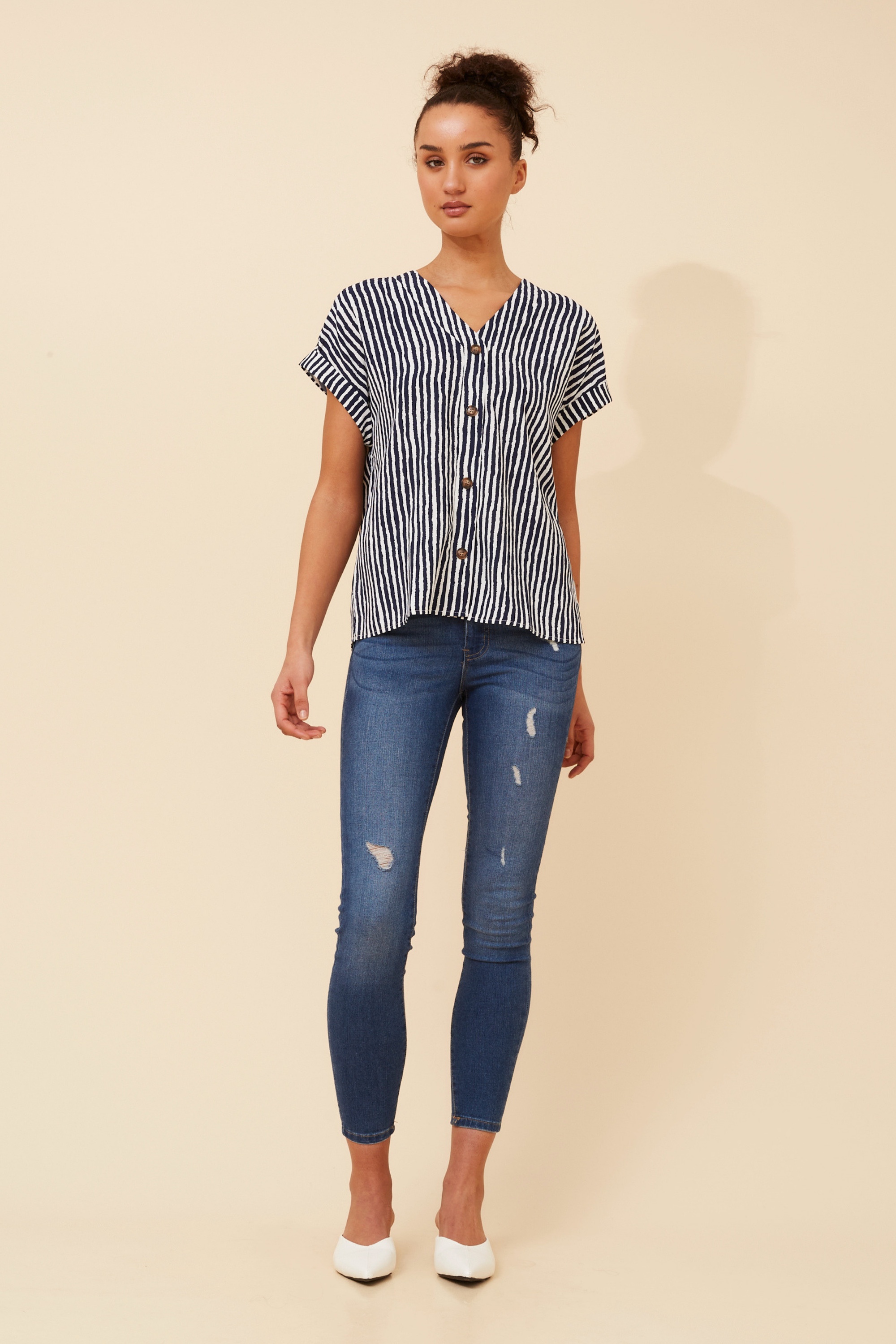 INOLA STRIPE PRINT TOP