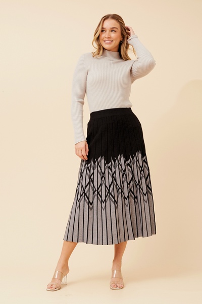ISA PLEATED KNIT MIDI SKIRT