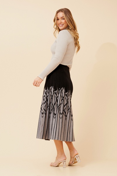 ISA PLEATED KNIT MIDI SKIRT