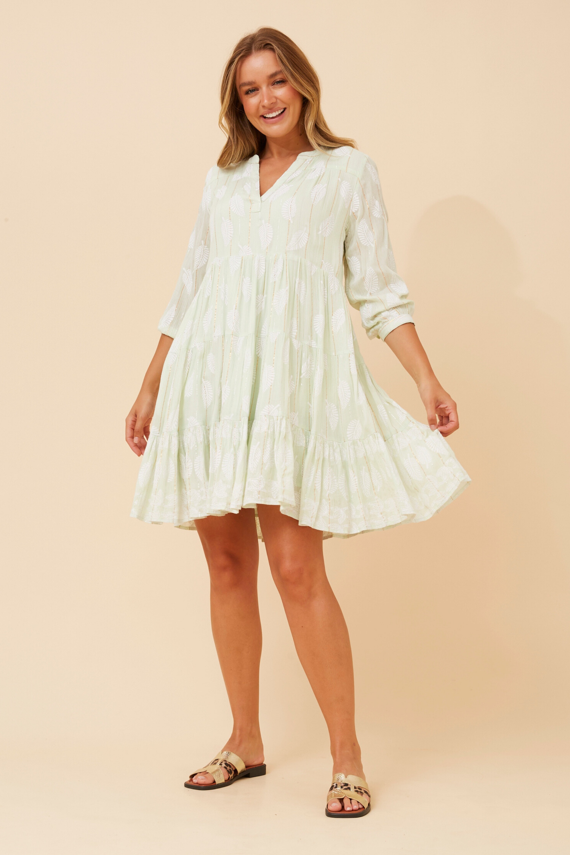 ISHANA LEAF PRINT DRESS