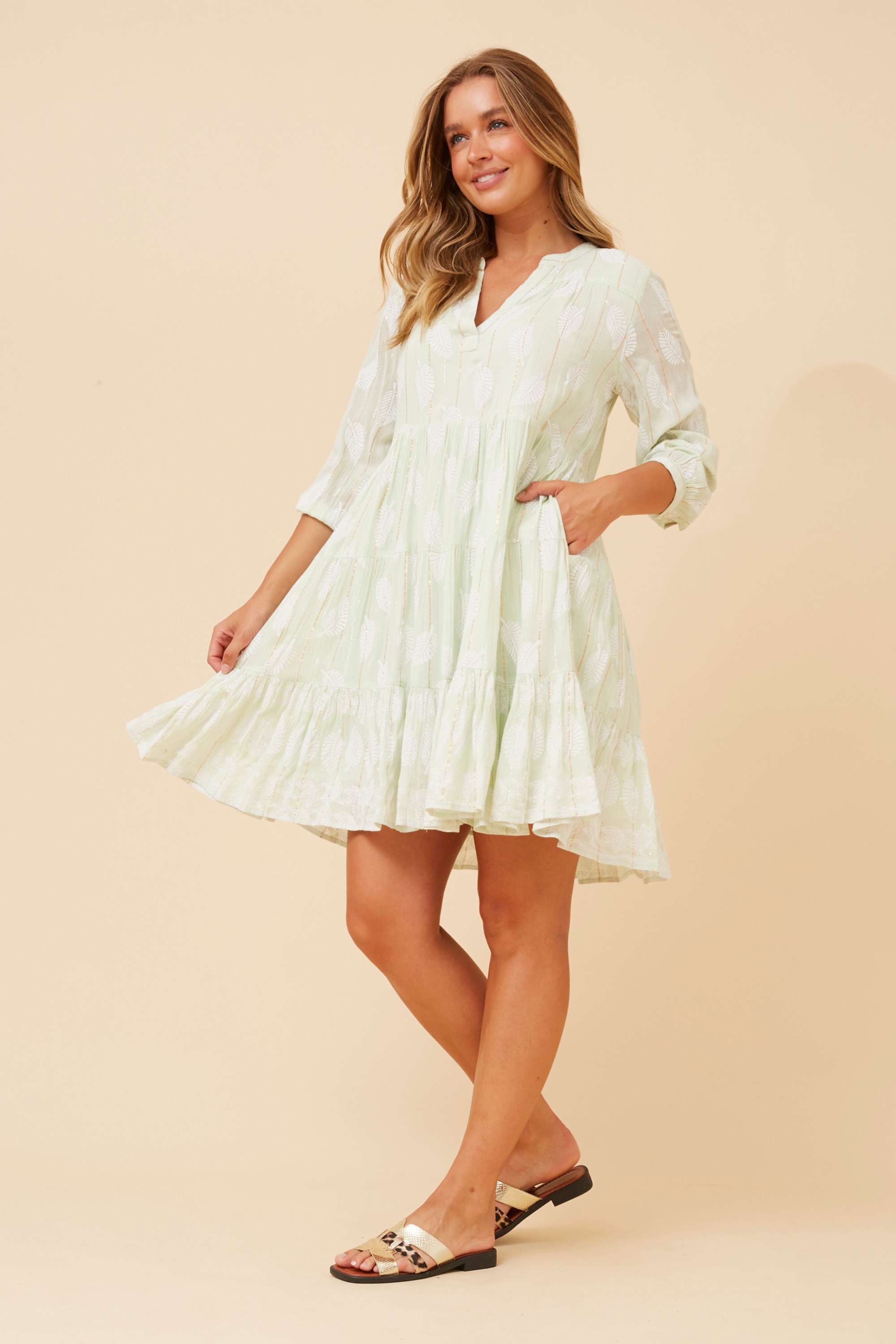 ISHANA LEAF PRINT DRESS