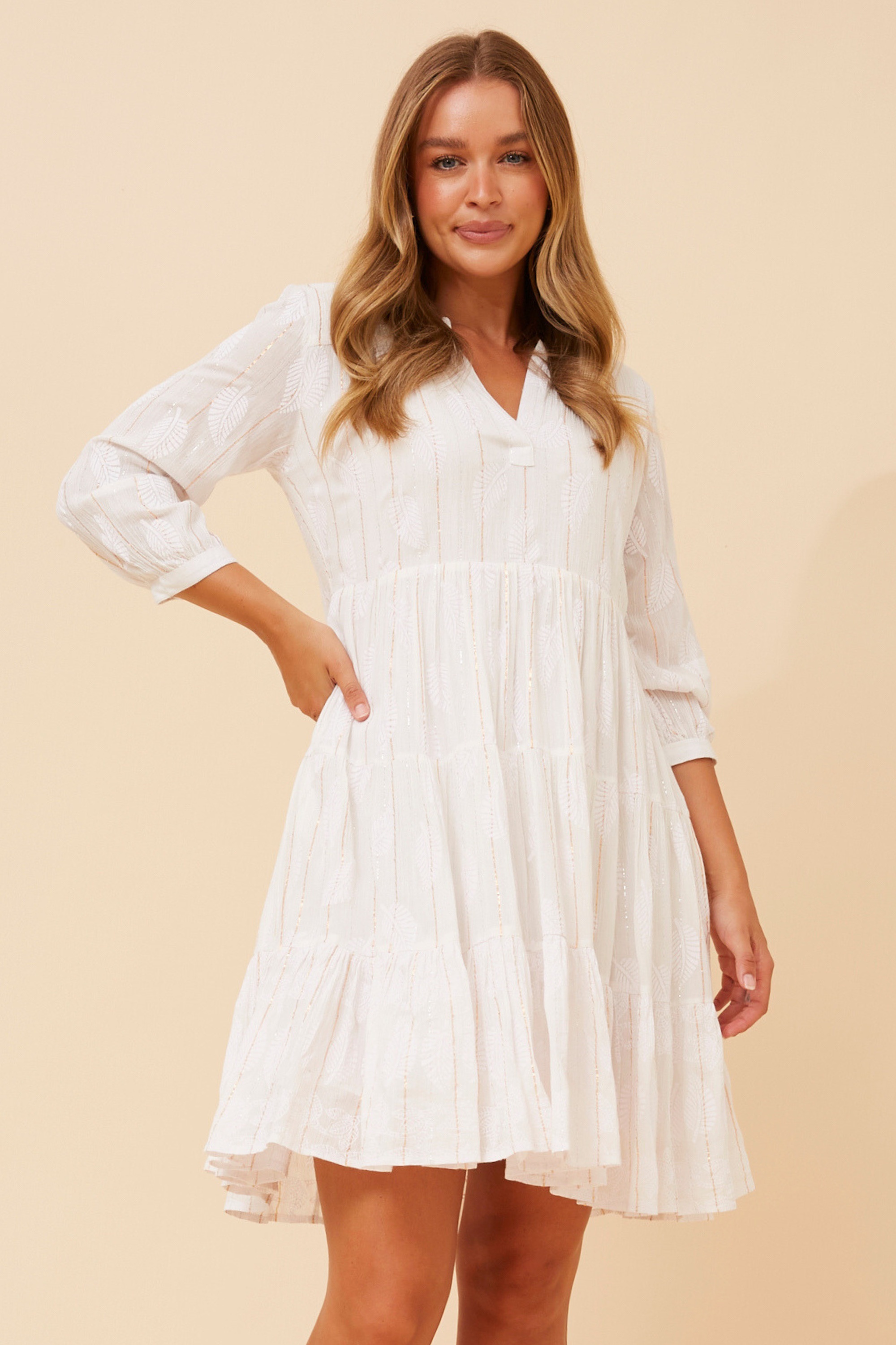 ISHANA LUREX TIERED DRESS