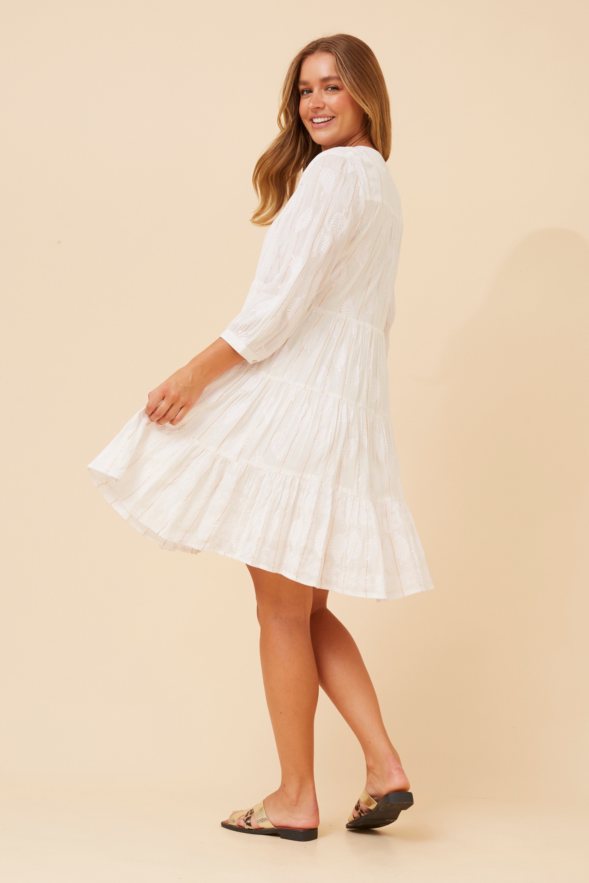 ISHANA LUREX TIERED DRESS
