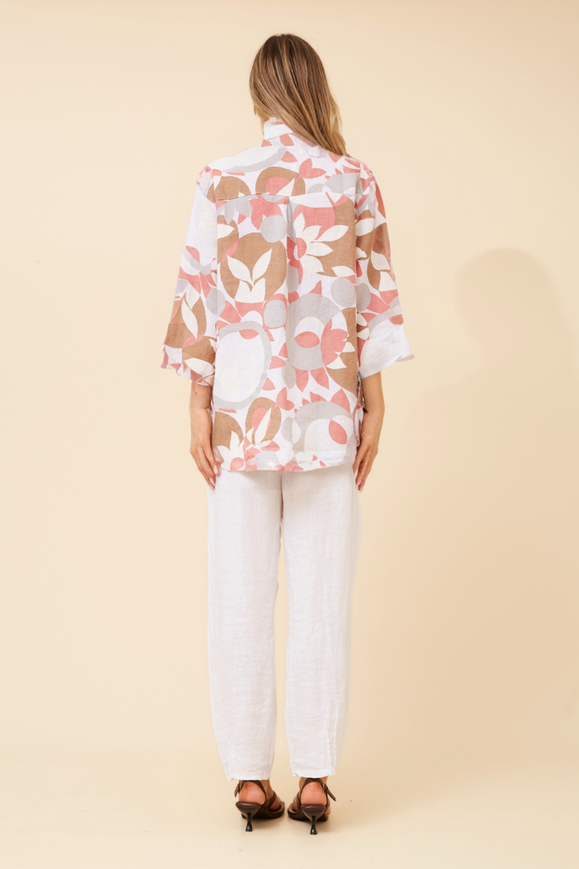 IVALDA ABSTRACT PRINT LINEN TOP