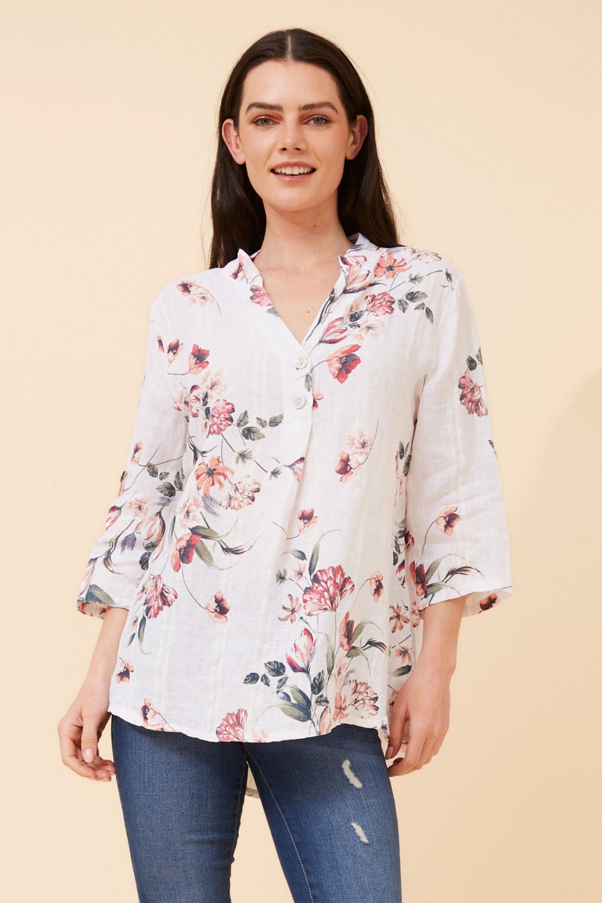 IVALDA FLORAL LINEN TOP