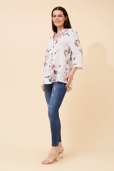 IVALDA FLORAL LINEN TOP