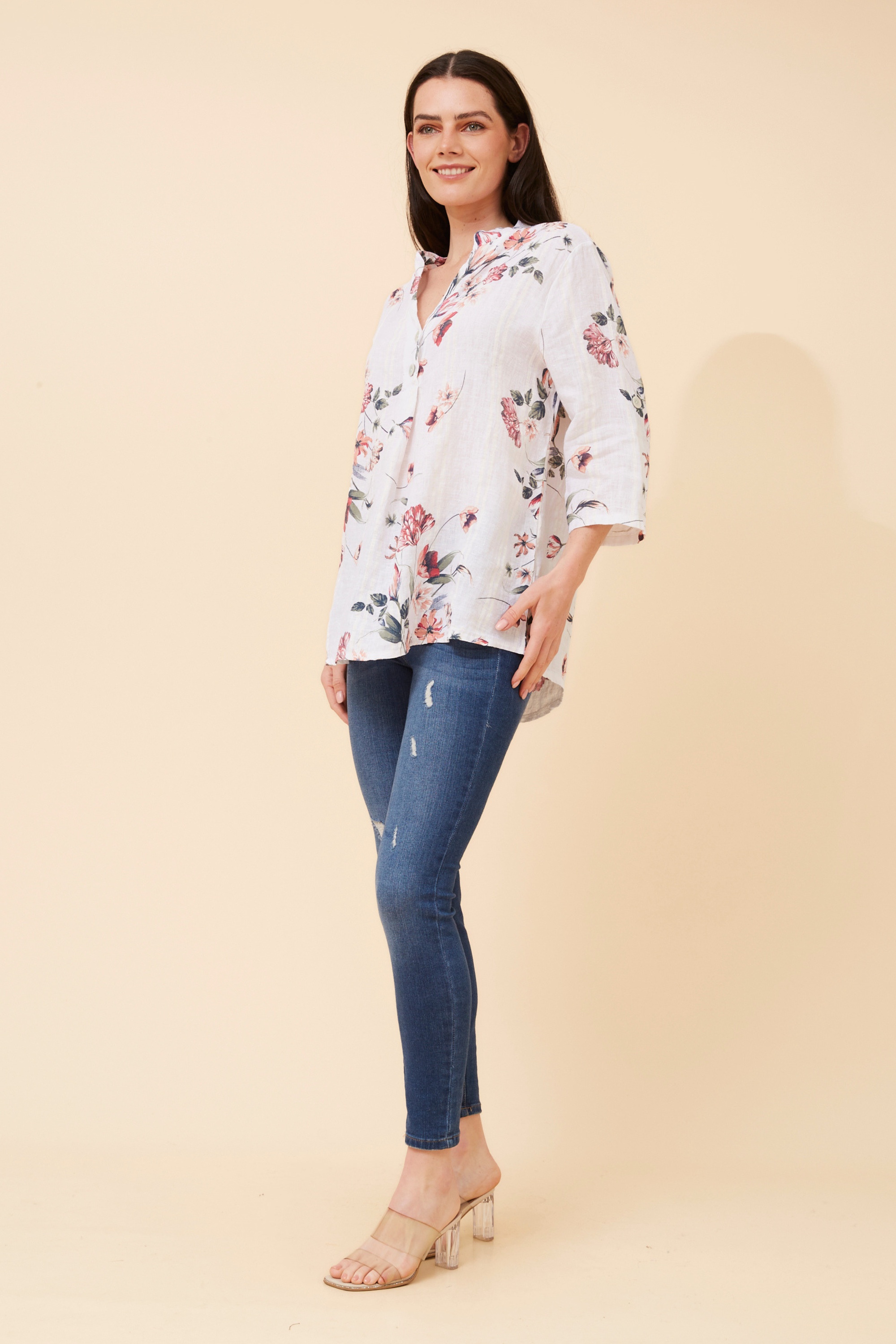 IVALDA FLORAL LINEN TOP