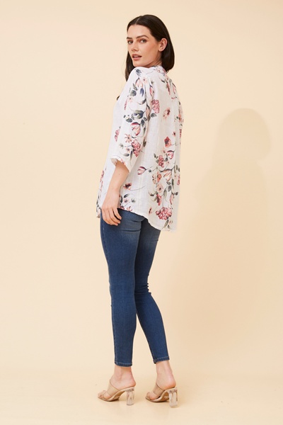 IVALDA FLORAL LINEN TOP