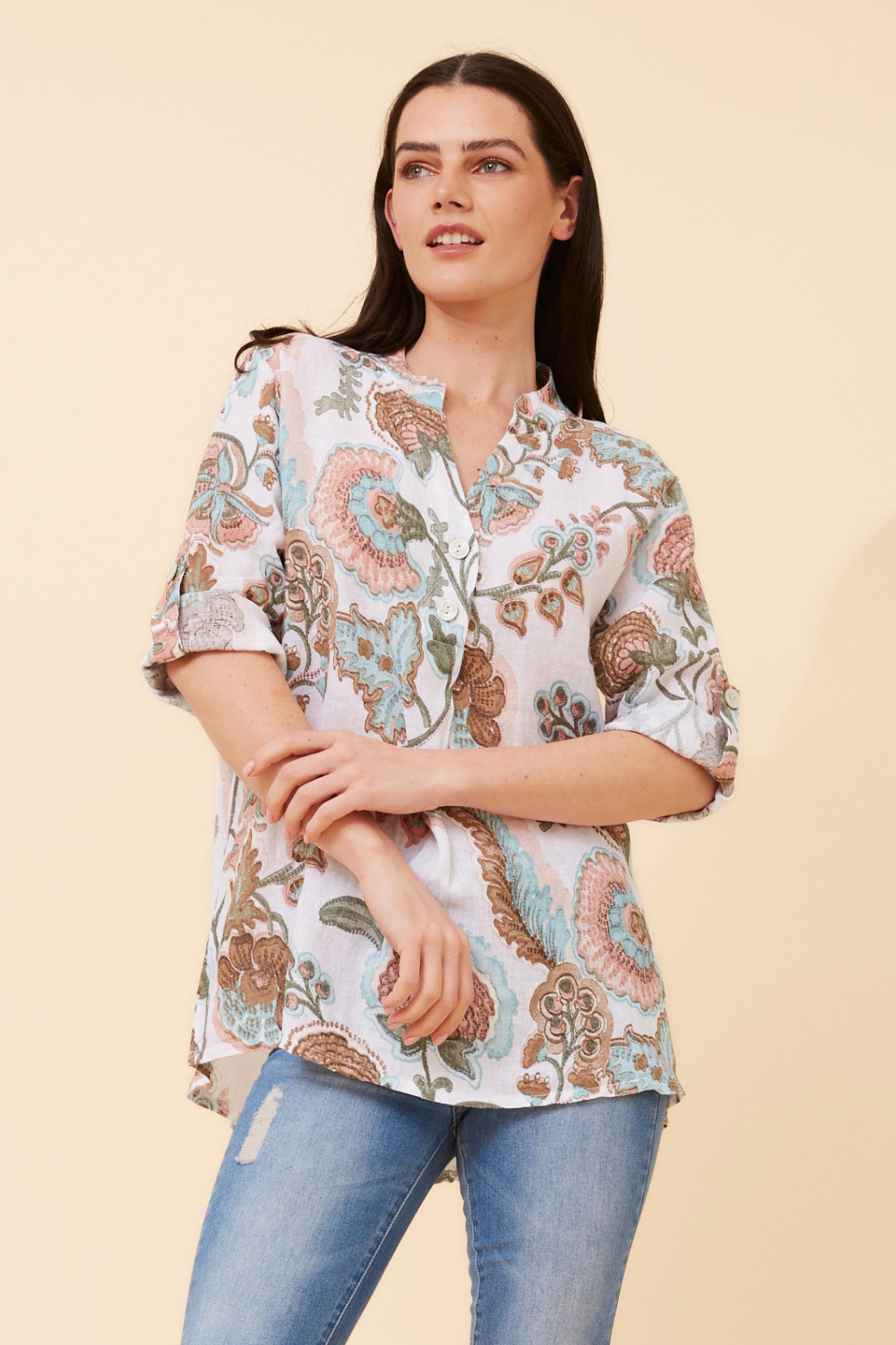 IVALDA FLORAL LINEN TOP