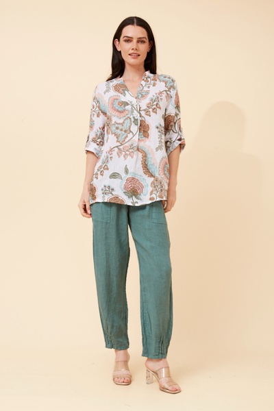IVALDA FLORAL LINEN TOP