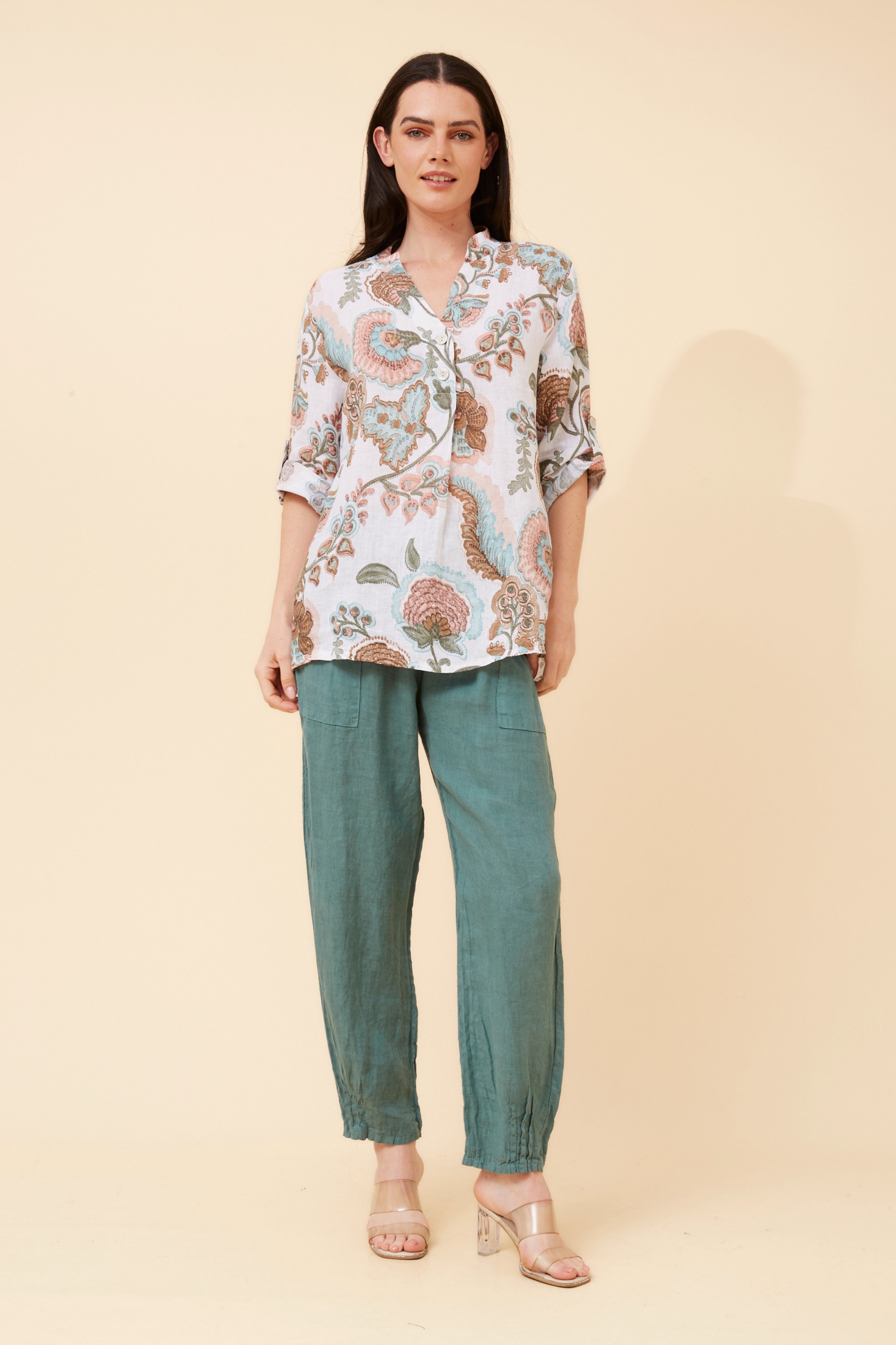 IVALDA FLORAL LINEN TOP